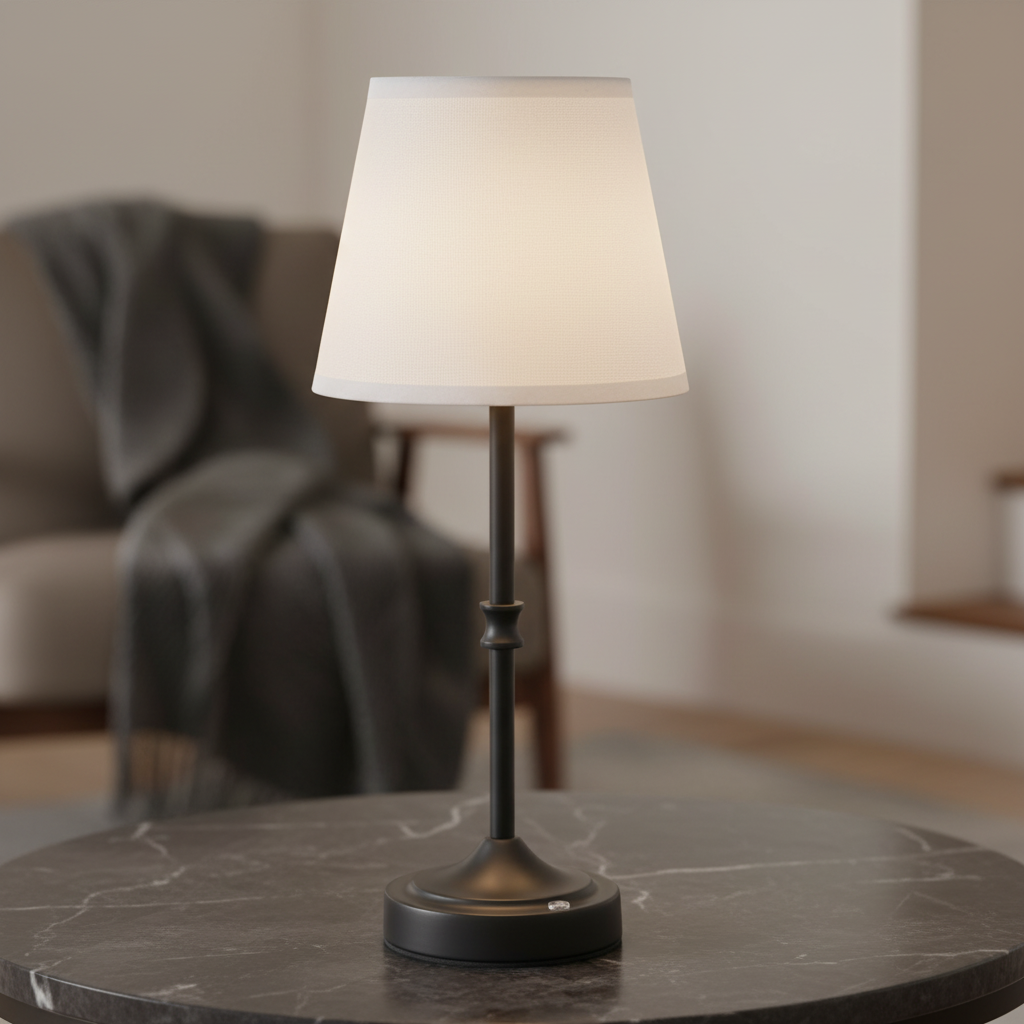 Fabric Shade Cordless Lamp Set of 2 — Black