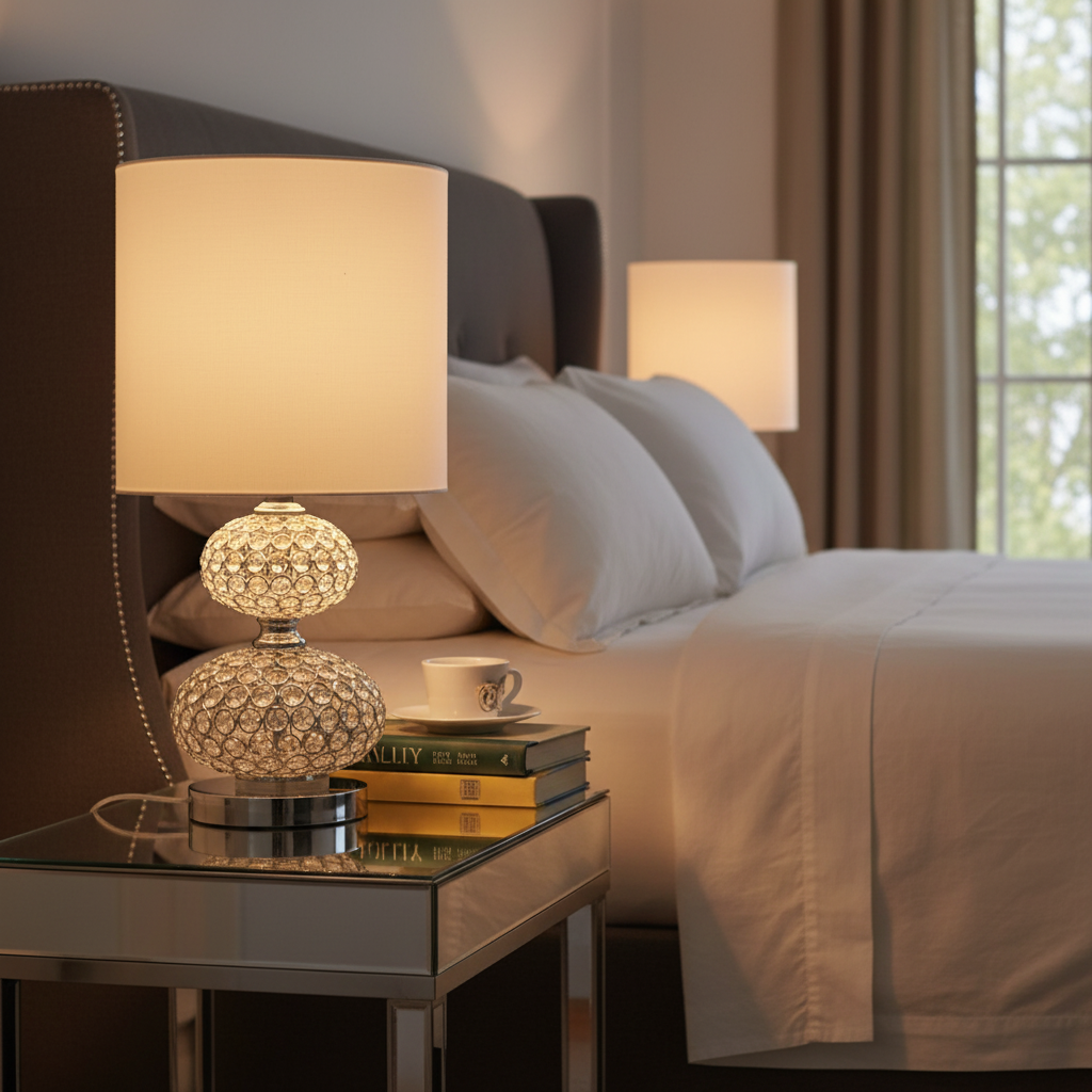 Crystal Retro Table Lamp — 24" Rechargeable, Vintage Design