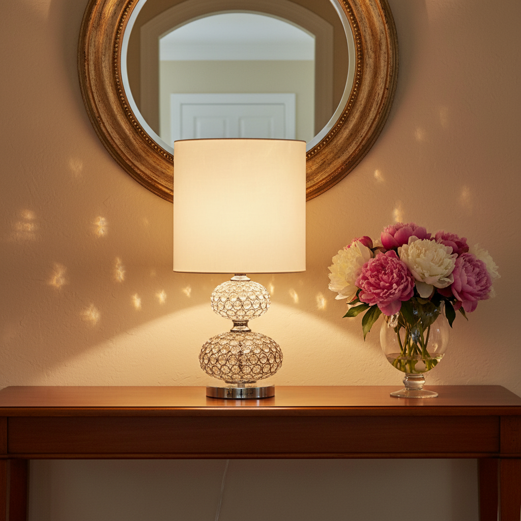 Crystal Retro Table Lamp — 24" Rechargeable, Vintage Design