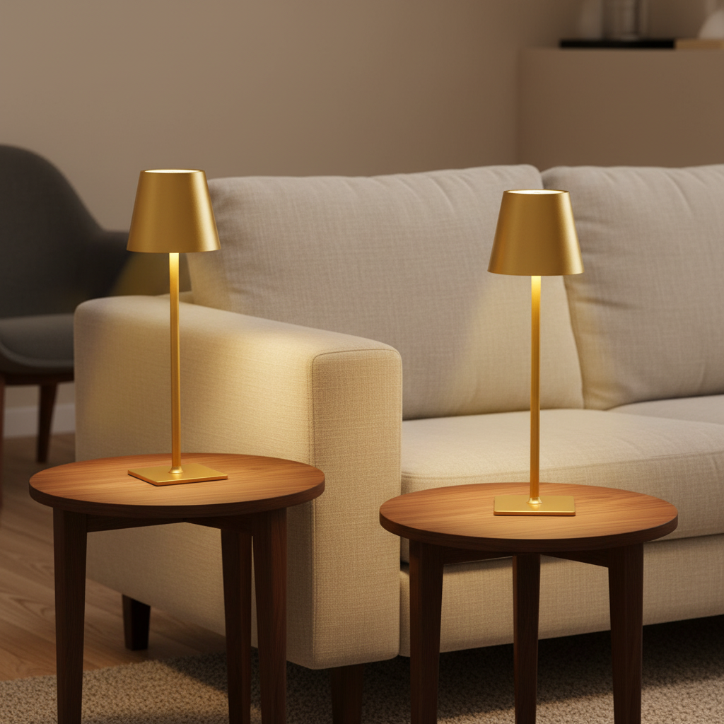 Cordless Table Lamp Set of 2 — Brushed Gold, 5200mAh