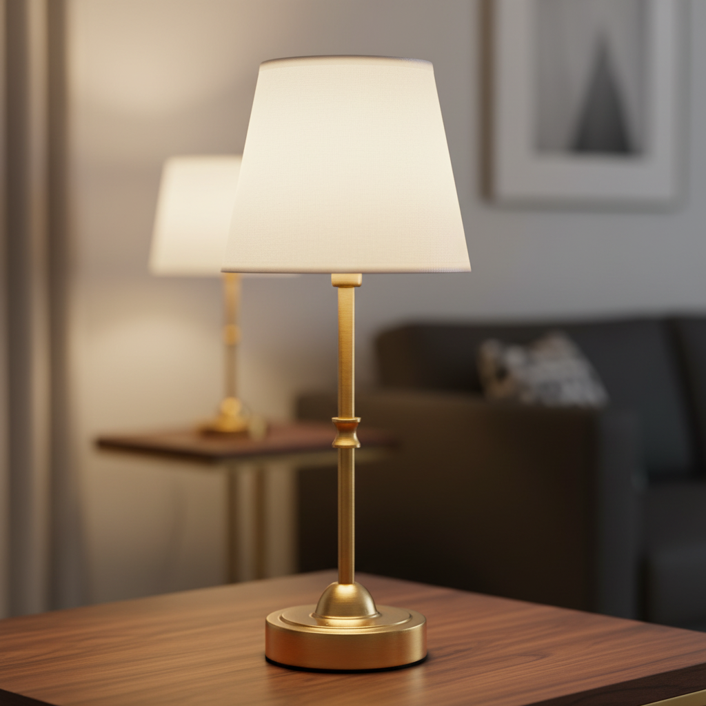 Fabric Shade Cordless Lamp Set of 2 — Gold