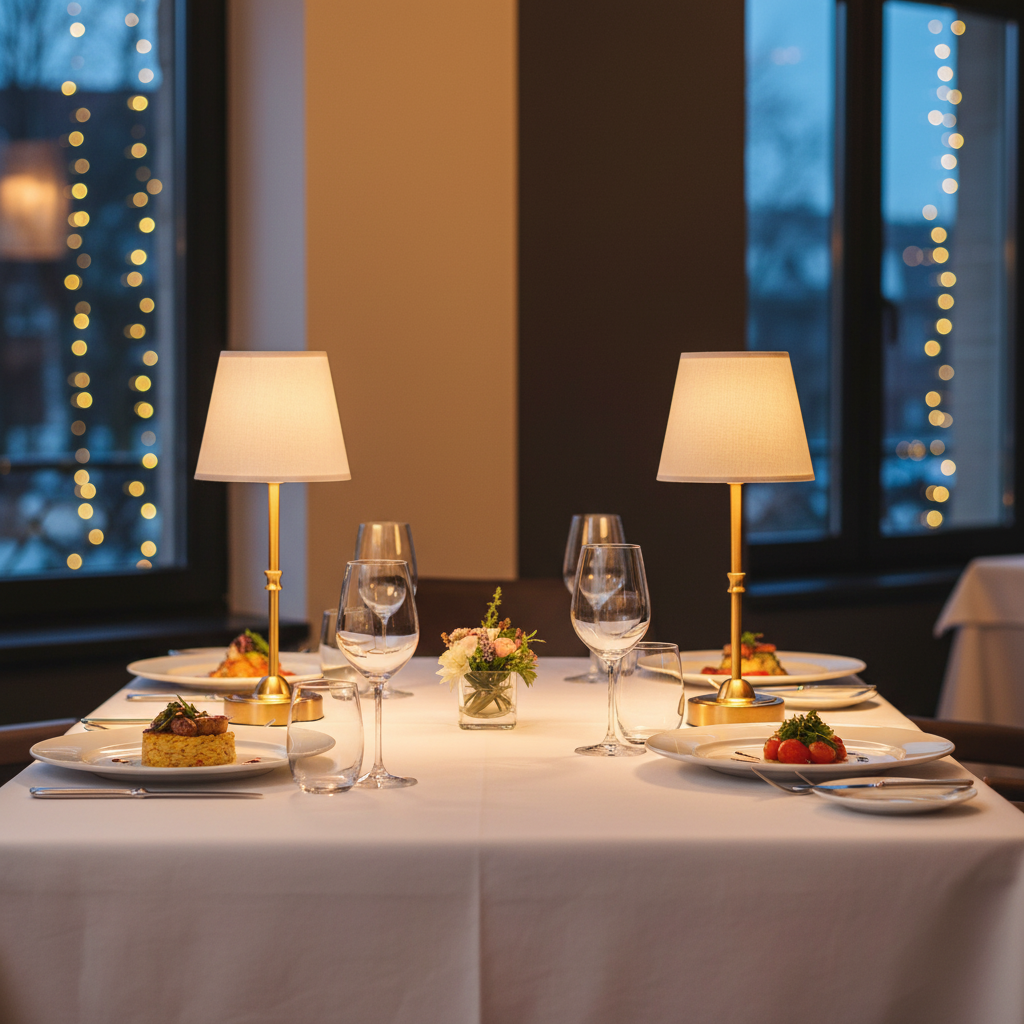 Fabric Shade Cordless Lamp Set of 2 — Gold