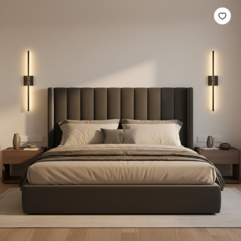 LED Wall Sconce Set of 2 — 28" Matte Black, Up-Down Light