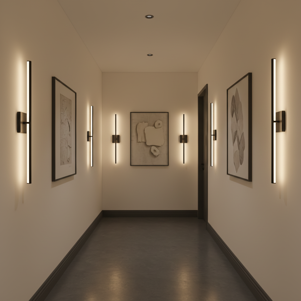 LED Wall Sconce Set of 2 — 28" Matte Black, Up-Down Light