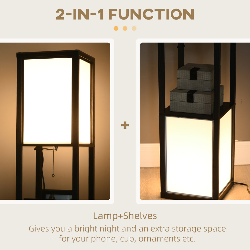 Shelf Floor Lamp with Dual Light — Display Shelves, Matte Black